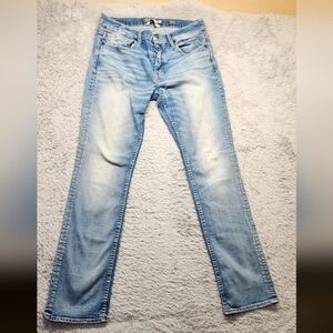 BKE Jeans Men's 34L Jake Straight Leg Blue Medium Wash Buckle Pants 34x33 Flex